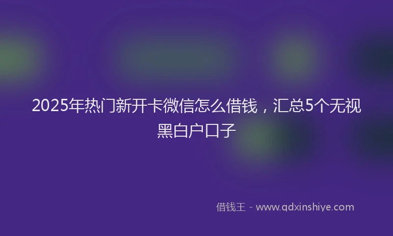 2025年热门新开卡微信怎么借钱，汇总5个无视黑白户口子