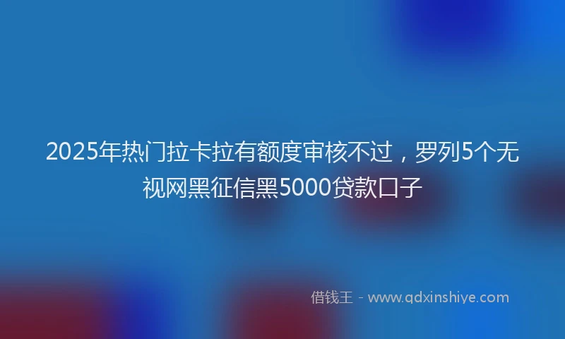 2025年热门拉卡拉有额度审核不过，罗列5个无视网黑征信黑5000贷款口子