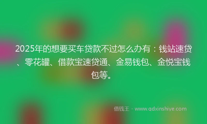 2025年的想要买车贷款不过怎么办有：钱站速贷、零花罐、借款宝速贷通、金易钱包、金悦宝钱包等。