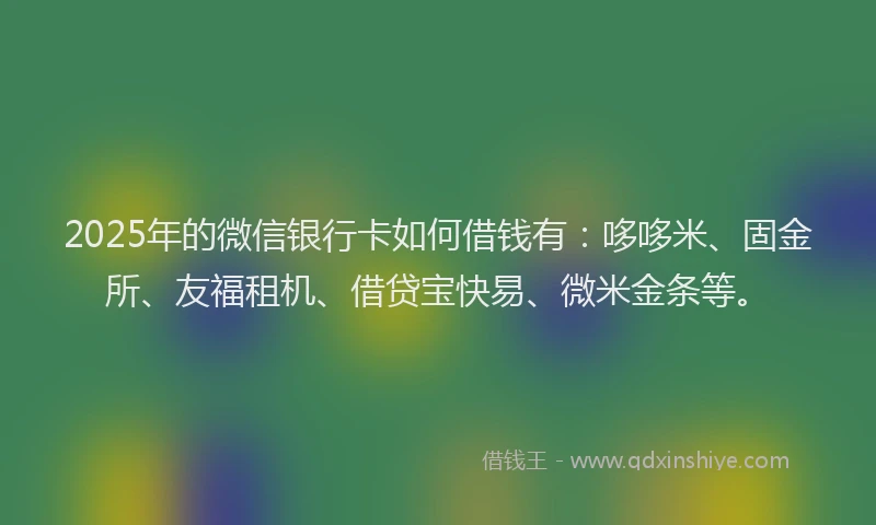 2025年的微信银行卡如何借钱有：哆哆米、固金所、友福租机、借贷宝快易、微米金条等。