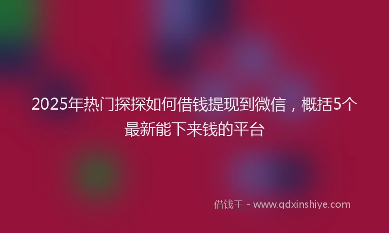 2025年热门探探如何借钱提现到微信，概括5个最新能下来钱的平台