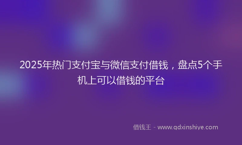 2025年热门支付宝与微信支付借钱，盘点5个手机上可以借钱的平台