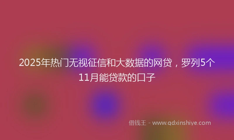 2025年热门无视征信和大数据的网贷，罗列5个11月能贷款的口子