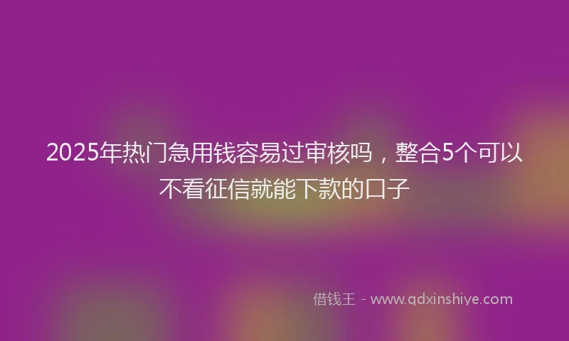 2025年热门急用钱容易过审核吗，整合5个可以不看征信就能下款的口子