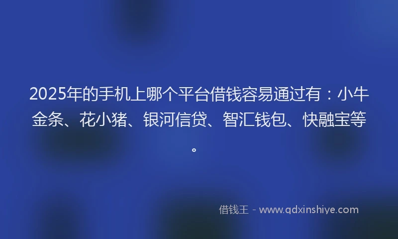 2025年的手机上哪个平台借钱容易通过有：小牛金条、花小猪、银河信贷、智汇钱包、快融宝等。