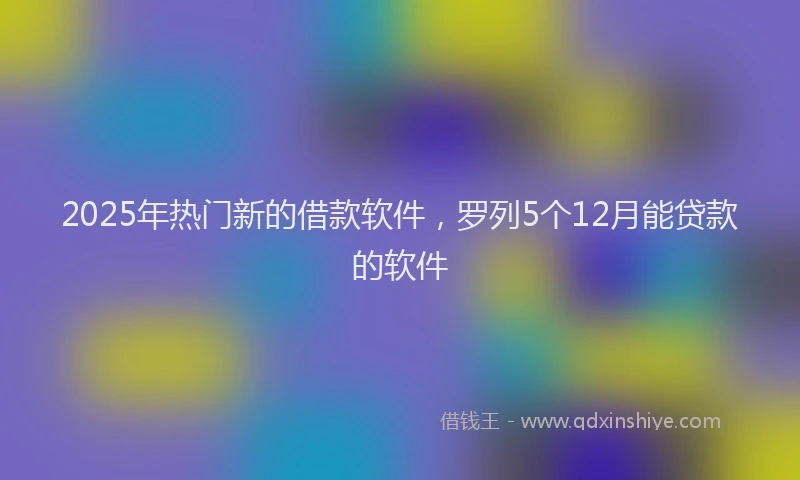 2025年热门新的借款软件，罗列5个12月能贷款的软件
