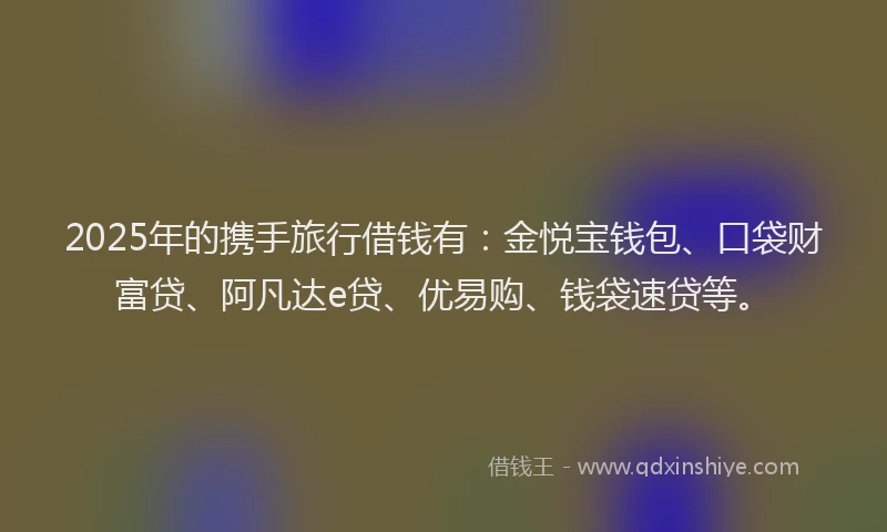 2025年的携手旅行借钱有：金悦宝钱包、口袋财富贷、阿凡达e贷、优易购、钱袋速贷等。