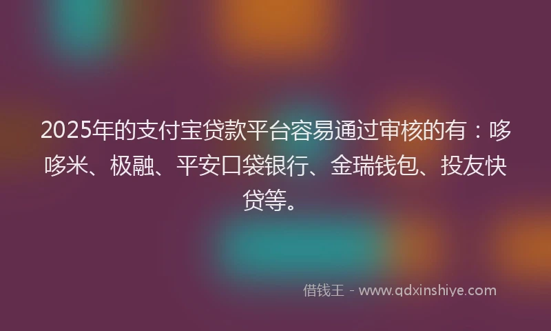 2025年的支付宝贷款平台容易通过审核的有：哆哆米、极融、平安口袋银行、金瑞钱包、投友快贷等。