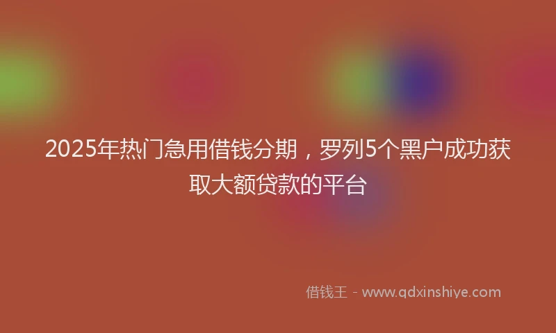 2025年热门急用借钱分期，罗列5个黑户成功获取大额贷款的平台