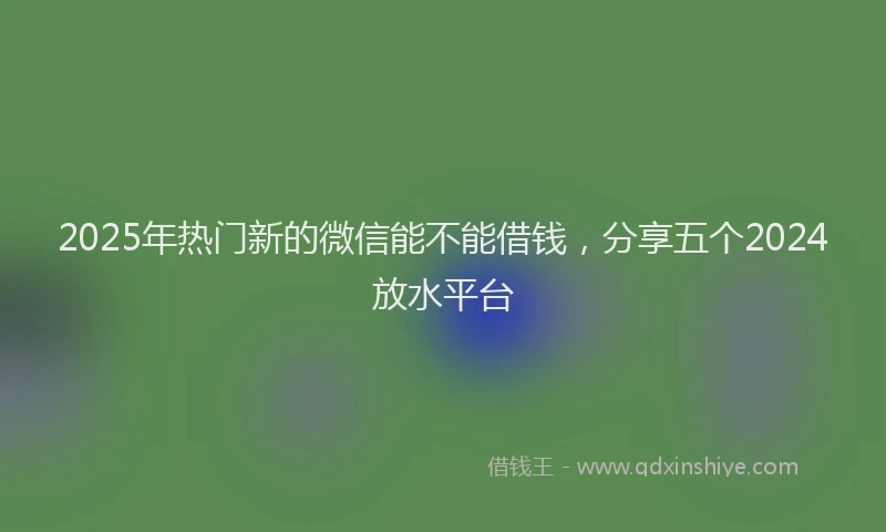 2025年热门新的微信能不能借钱，分享五个2024放水平台