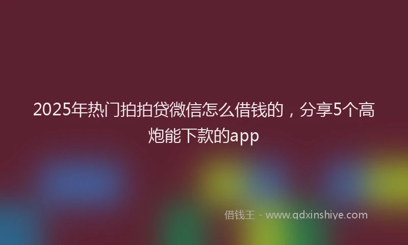 2025年热门拍拍贷微信怎么借钱的，分享5个高炮能下款的app