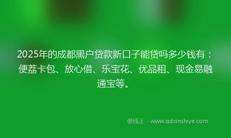 2025年的成都黑户贷款新口子能贷吗多少钱有：便荔卡包、放心借、乐宝花、优品租、现金易融通宝等。