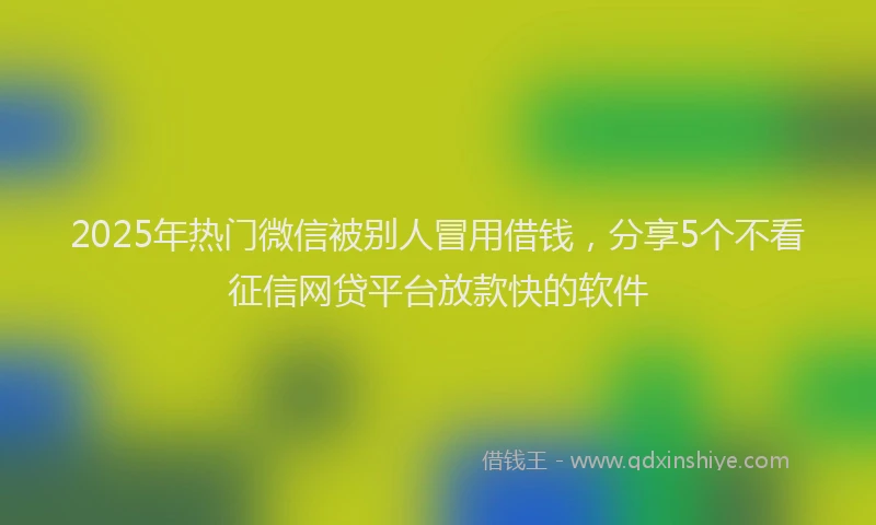 2025年热门微信被别人冒用借钱，分享5个不看征信网贷平台放款快的软件