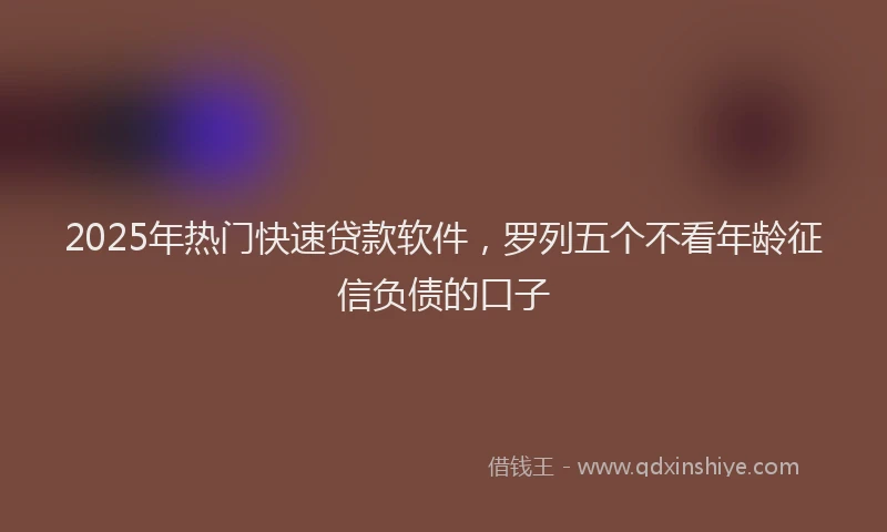 2025年热门快速贷款软件，罗列五个不看年龄征信负债的口子