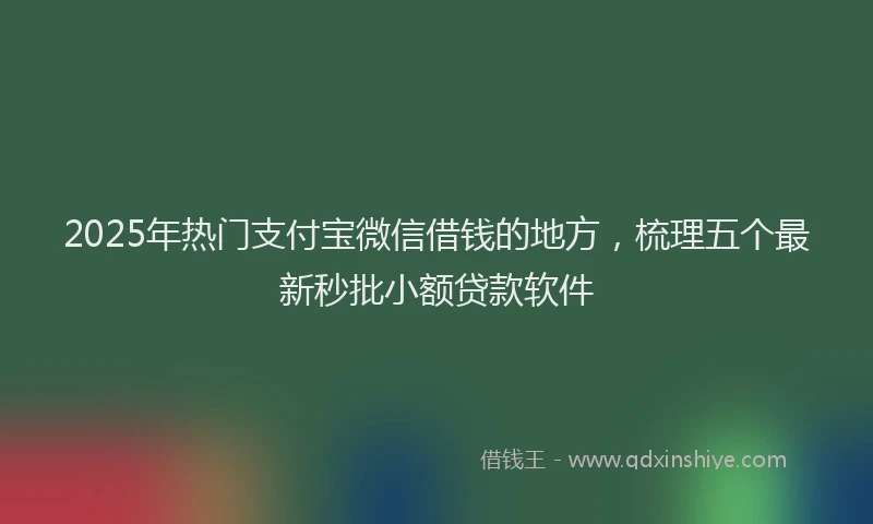 2025年热门支付宝微信借钱的地方，梳理五个最新秒批小额贷款软件