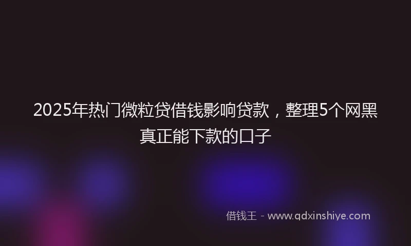 2025年热门微粒贷借钱影响贷款，整理5个网黑真正能下款的口子