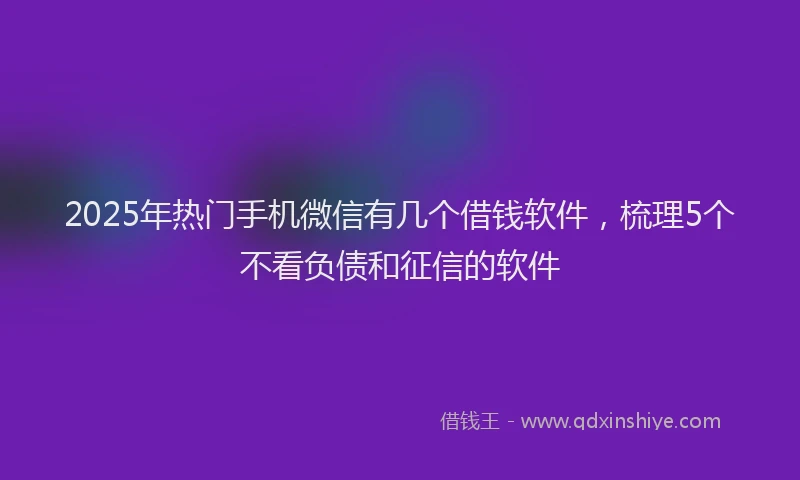 2025年热门手机微信有几个借钱软件，梳理5个不看负债和征信的软件