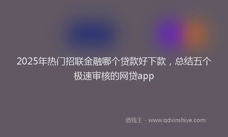 2025年热门招联金融哪个贷款好下款，总结五个极速审核的网贷app
