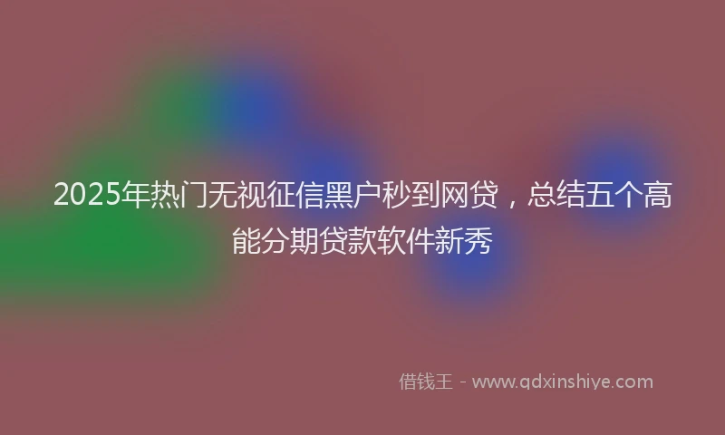 2025年热门无视征信黑户秒到网贷，总结五个高能分期贷款软件新秀