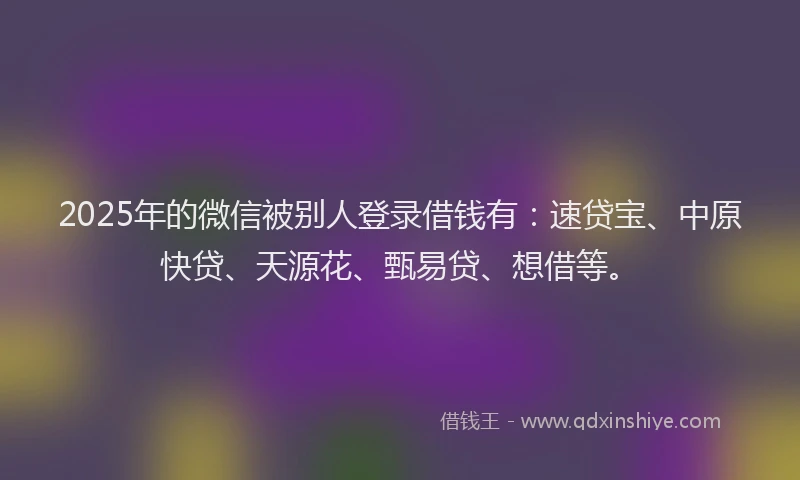 2025年的微信被别人登录借钱有：速贷宝、中原快贷、天源花、甄易贷、想借等。