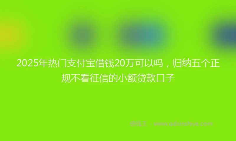 2025年热门支付宝借钱20万可以吗，归纳五个正规不看征信的小额贷款口子