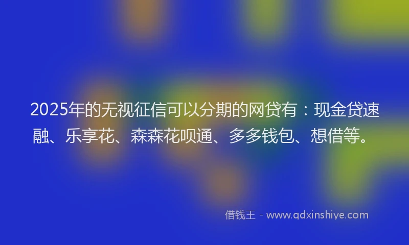 2025年的无视征信可以分期的网贷有：现金贷速融、乐享花、森森花呗通、多多钱包、想借等。