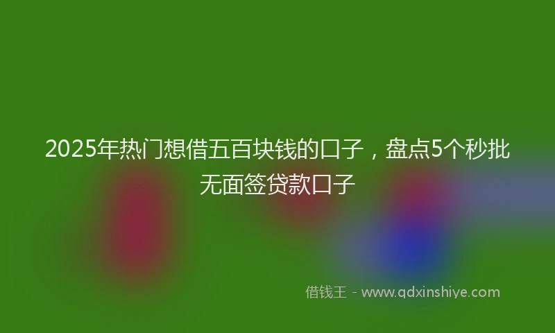 2025年热门想借五百块钱的口子，盘点5个秒批无面签贷款口子