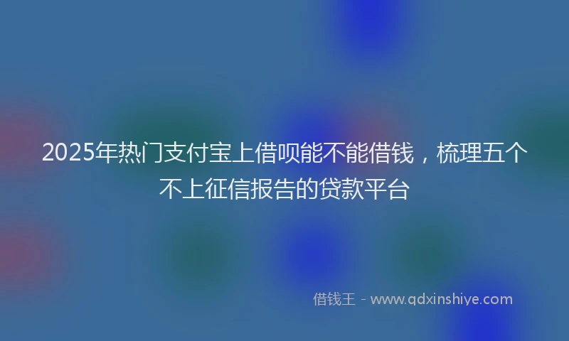 2025年热门支付宝上借呗能不能借钱，梳理五个不上征信报告的贷款平台