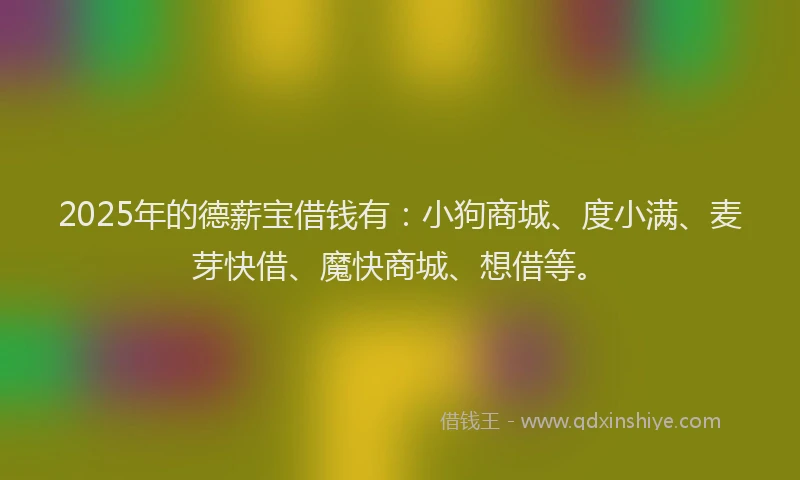2025年的德薪宝借钱有：小狗商城、度小满、麦芽快借、魔快商城、想借等。