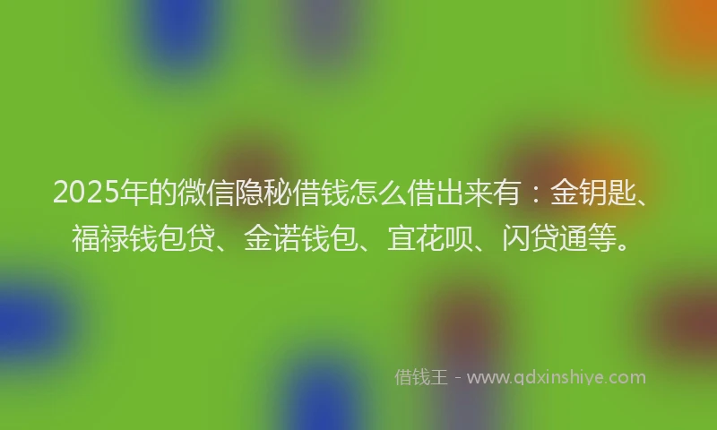 2025年的微信隐秘借钱怎么借出来有：金钥匙、福禄钱包贷、金诺钱包、宜花呗、闪贷通等。