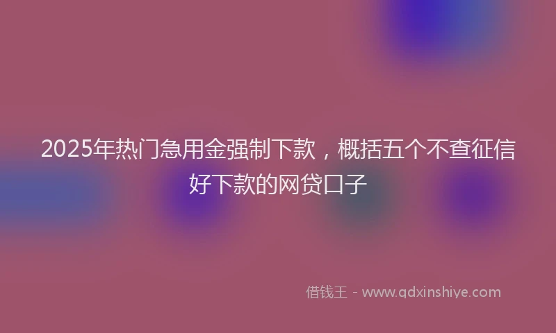 2025年热门急用金强制下款，概括五个不查征信好下款的网贷口子