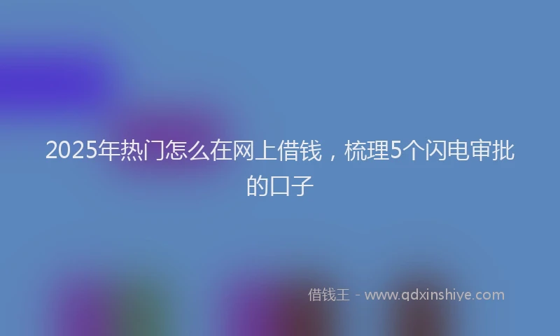 2025年热门怎么在网上借钱，梳理5个闪电审批的口子