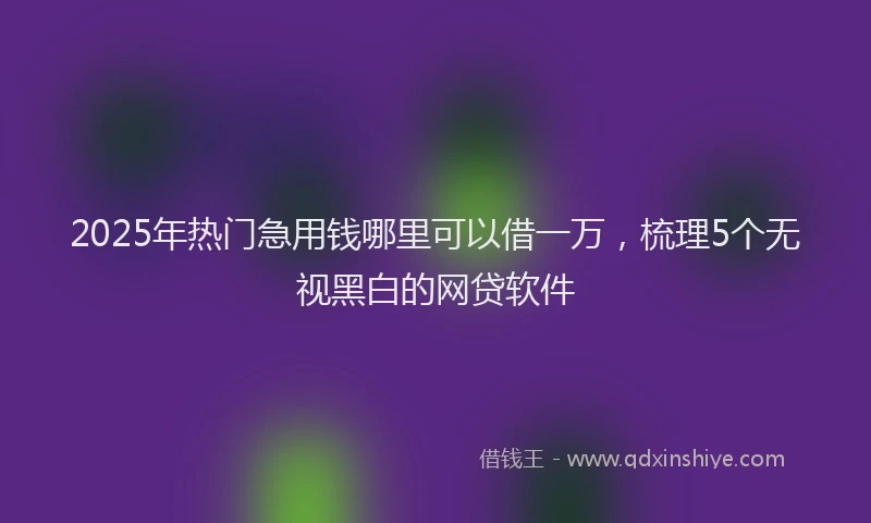 2025年热门急用钱哪里可以借一万，梳理5个无视黑白的网贷软件