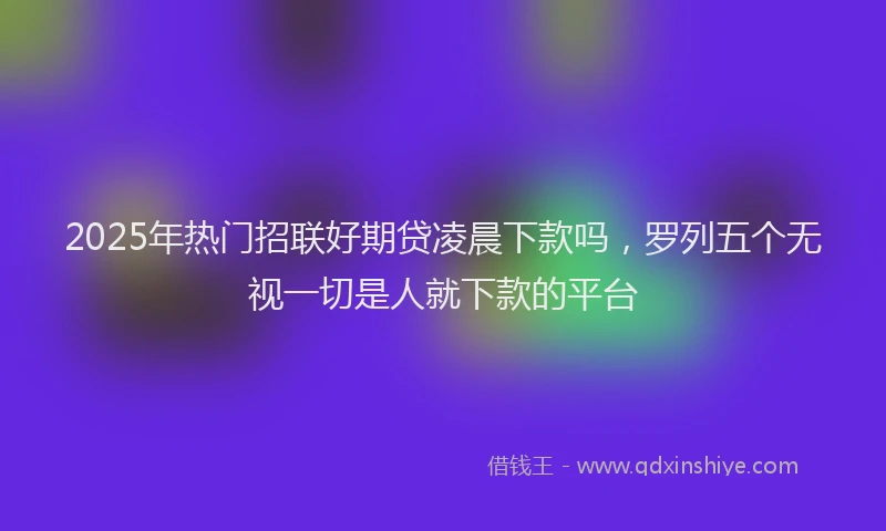2025年热门招联好期贷凌晨下款吗，罗列五个无视一切是人就下款的平台