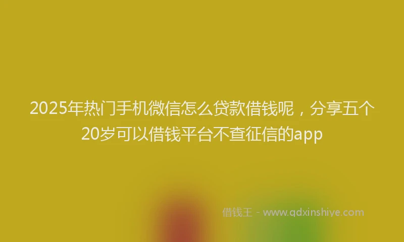 2025年热门手机微信怎么贷款借钱呢，分享五个20岁可以借钱平台不查征信的app