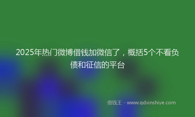2025年热门微博借钱加微信了，概括5个不看负债和征信的平台
