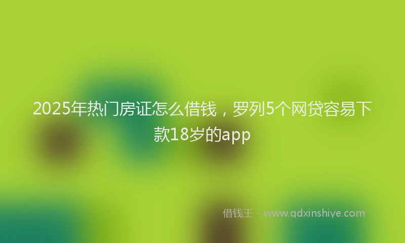 2025年热门房证怎么借钱，罗列5个网贷容易下款18岁的app