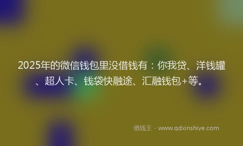2025年的微信钱包里没借钱有：你我贷、洋钱罐、超人卡、钱袋快融途、汇融钱包+等。