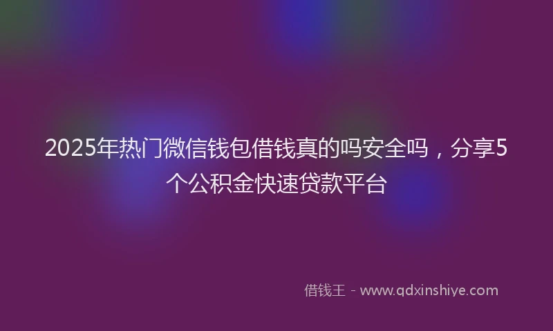 2025年热门微信钱包借钱真的吗安全吗，分享5个公积金快速贷款平台