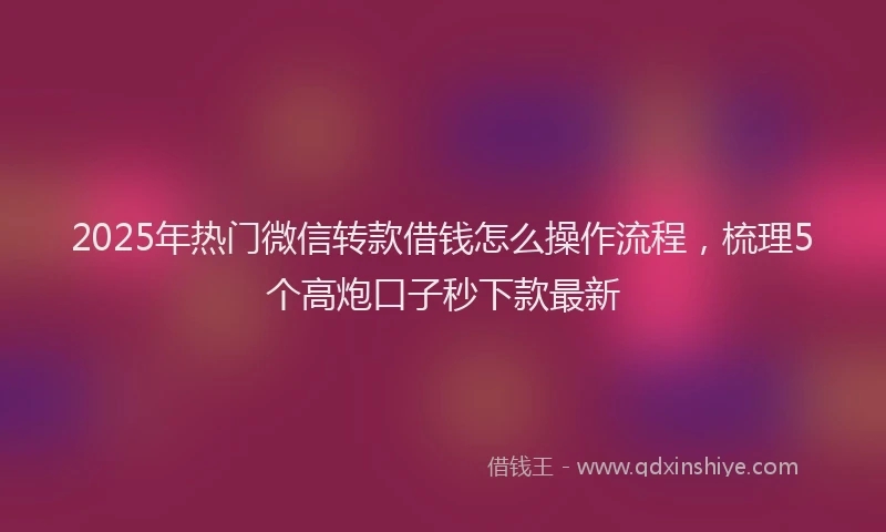 2025年热门微信转款借钱怎么操作流程，梳理5个高炮口子秒下款最新
