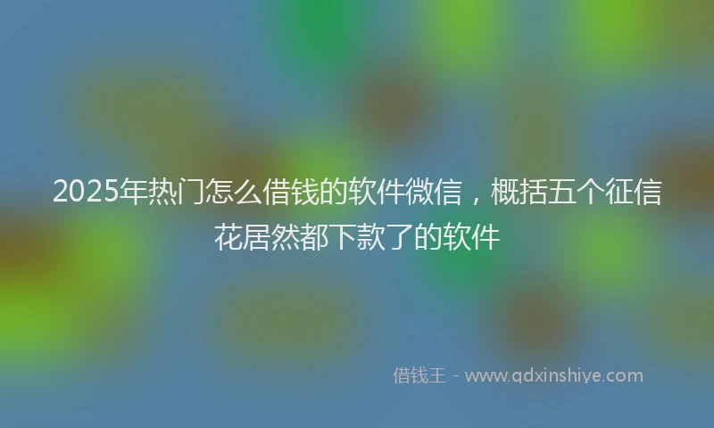2025年热门怎么借钱的软件微信，概括五个征信花居然都下款了的软件