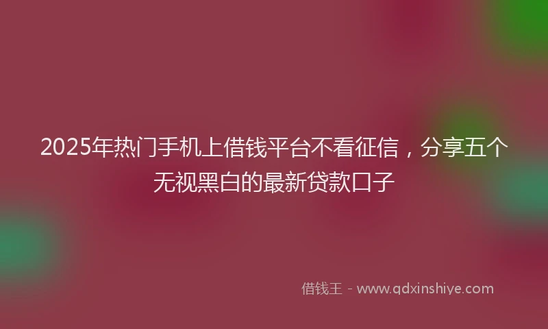 2025年热门手机上借钱平台不看征信，分享五个无视黑白的最新贷款口子
