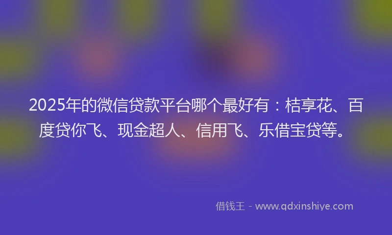 2025年的微信贷款平台哪个最好有：桔享花、百度贷你飞、现金超人、信用飞、乐借宝贷等。