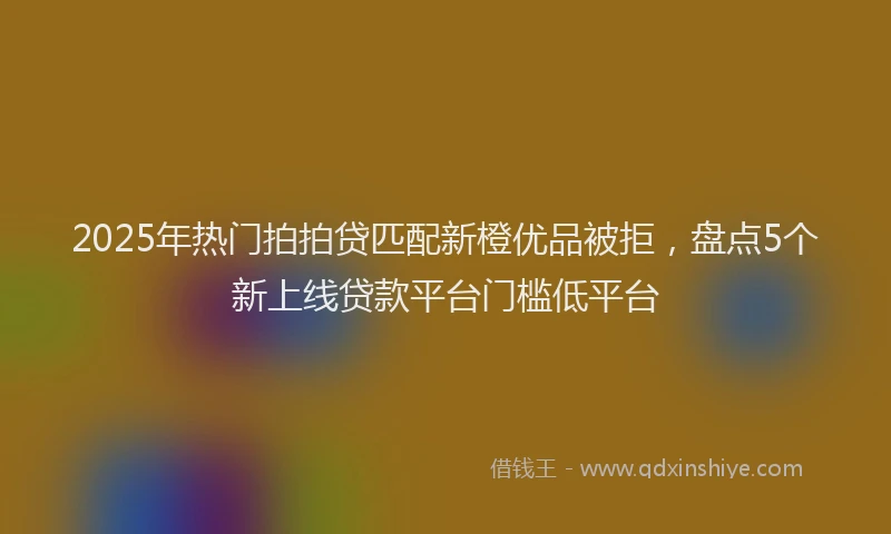 2025年热门拍拍贷匹配新橙优品被拒，盘点5个新上线贷款平台门槛低平台