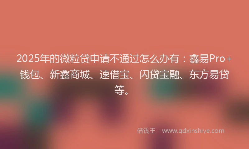 2025年的微粒贷申请不通过怎么办有：鑫易Pro+钱包、新鑫商城、速借宝、闪贷宝融、东方易贷等。