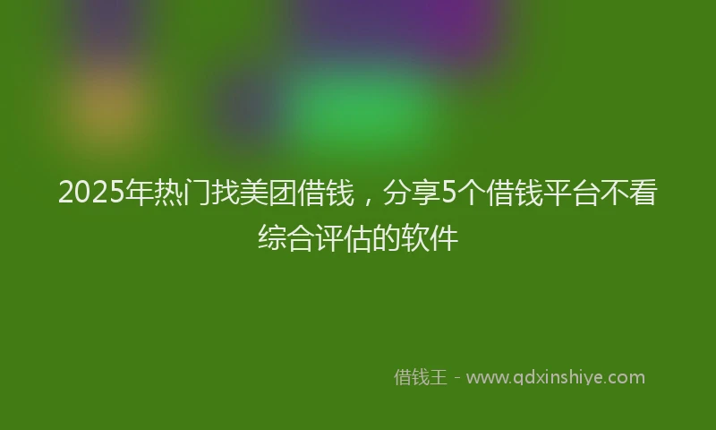 2025年热门找美团借钱，分享5个借钱平台不看综合评估的软件