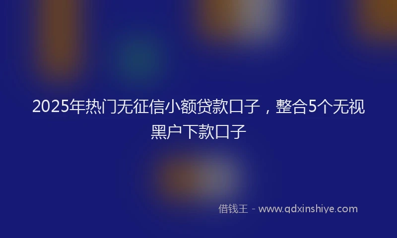 2025年热门无征信小额贷款口子，整合5个无视黑户下款口子