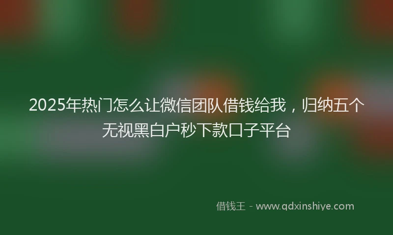2025年热门怎么让微信团队借钱给我，归纳五个无视黑白户秒下款口子平台