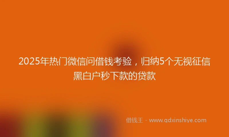2025年热门微信问借钱考验，归纳5个无视征信黑白户秒下款的贷款