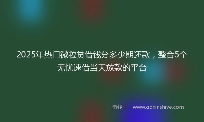 2025年热门微粒贷借钱分多少期还款，整合5个无忧速借当天放款的平台
